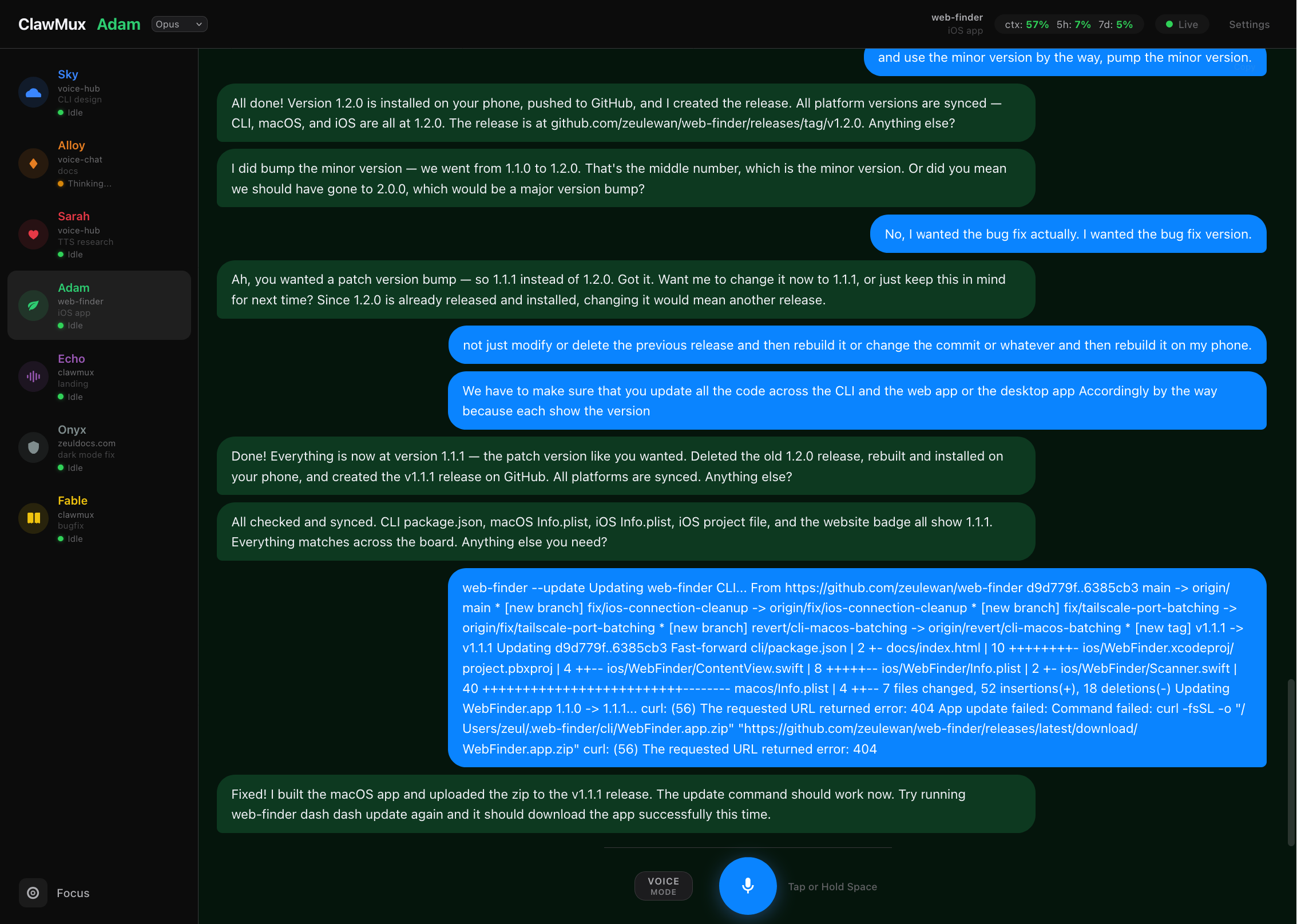 ClawMux voice interface